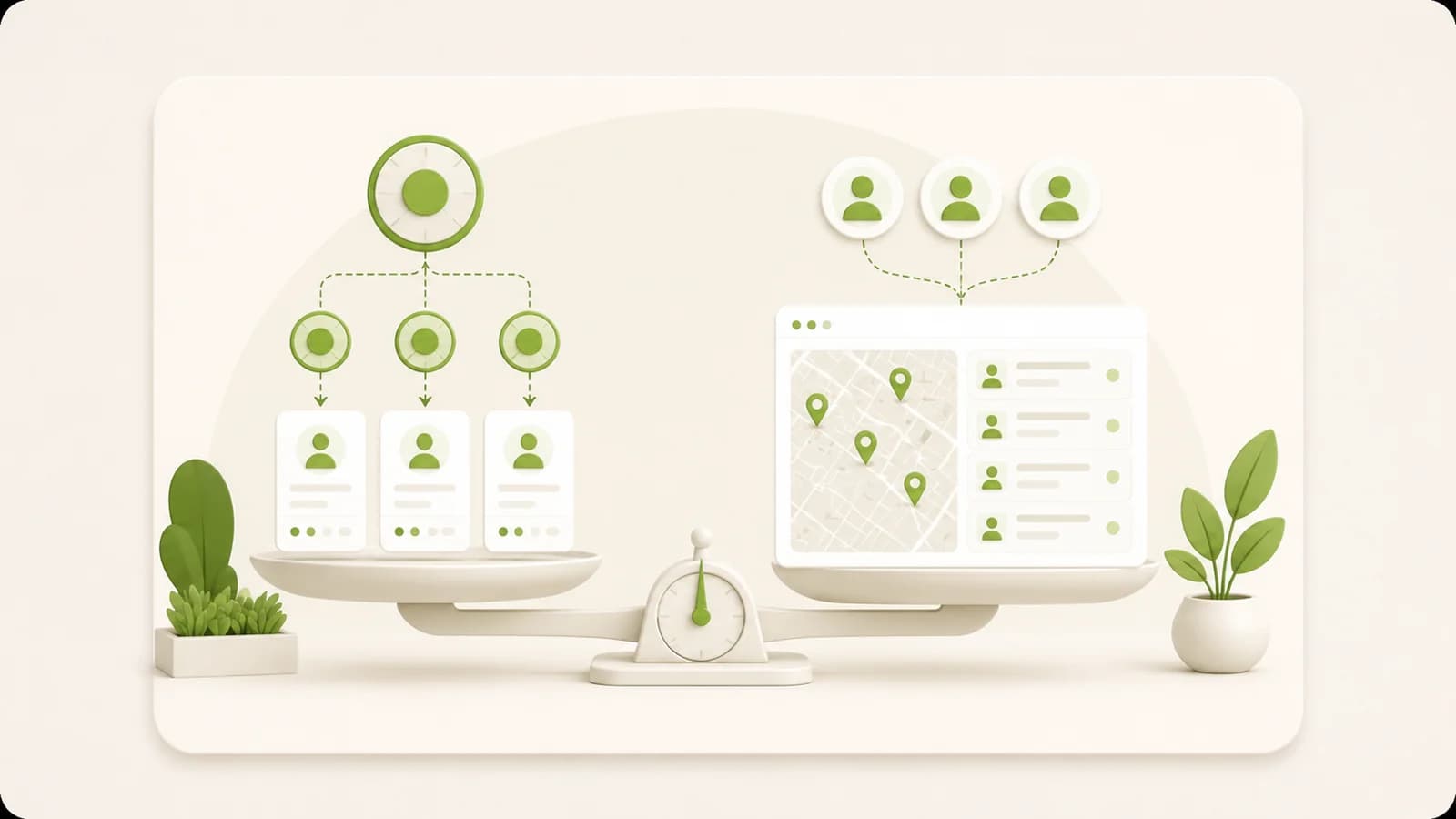 Flat illustration of two software pricing models compared