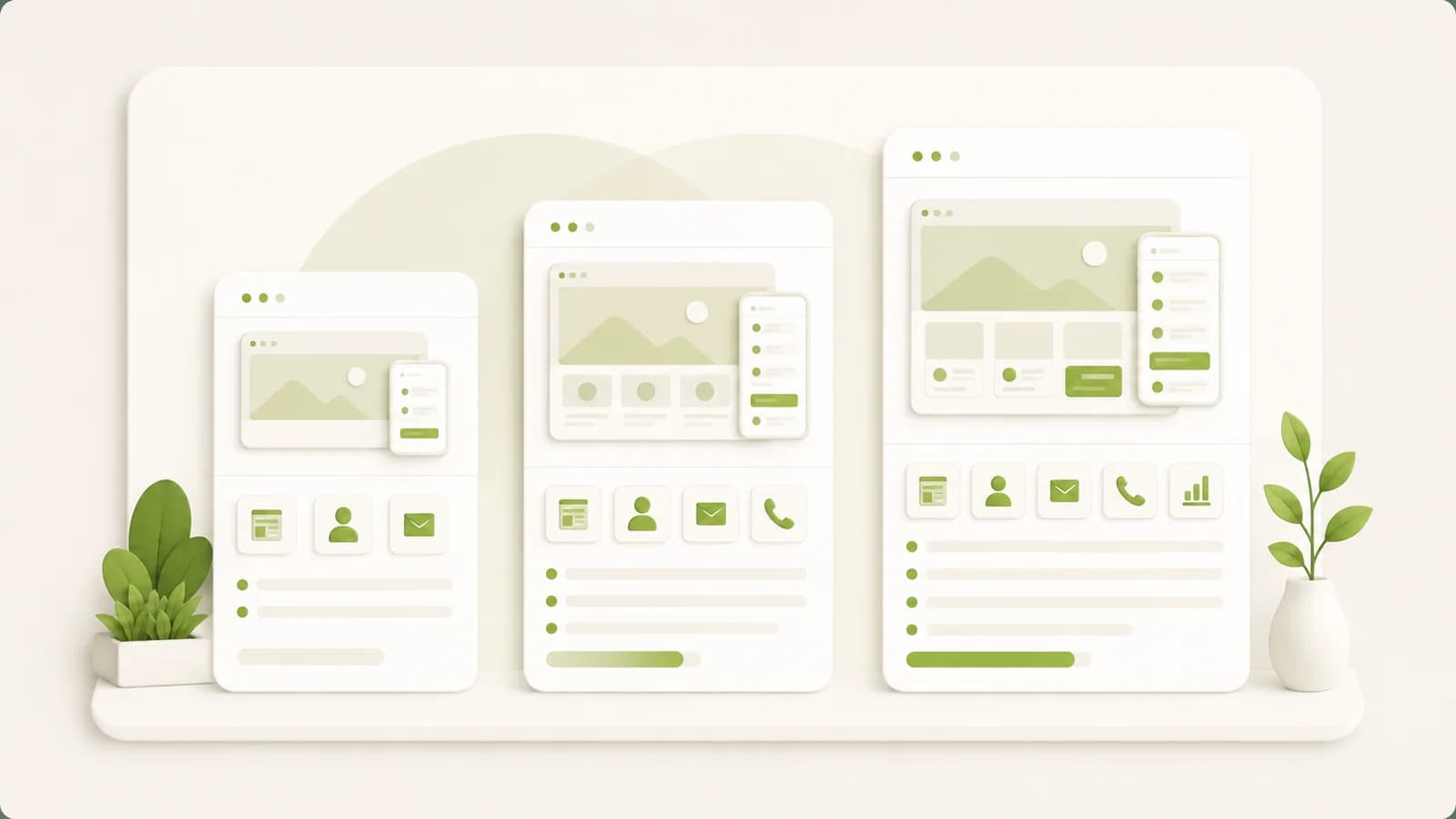 Flat illustration of three service packages presented side by side