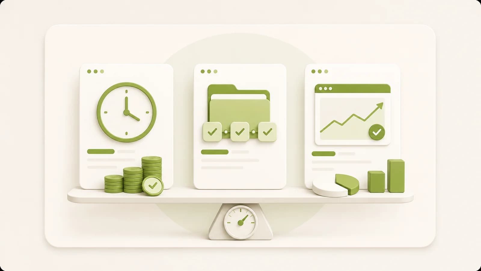 Flat illustration of three pricing models compared