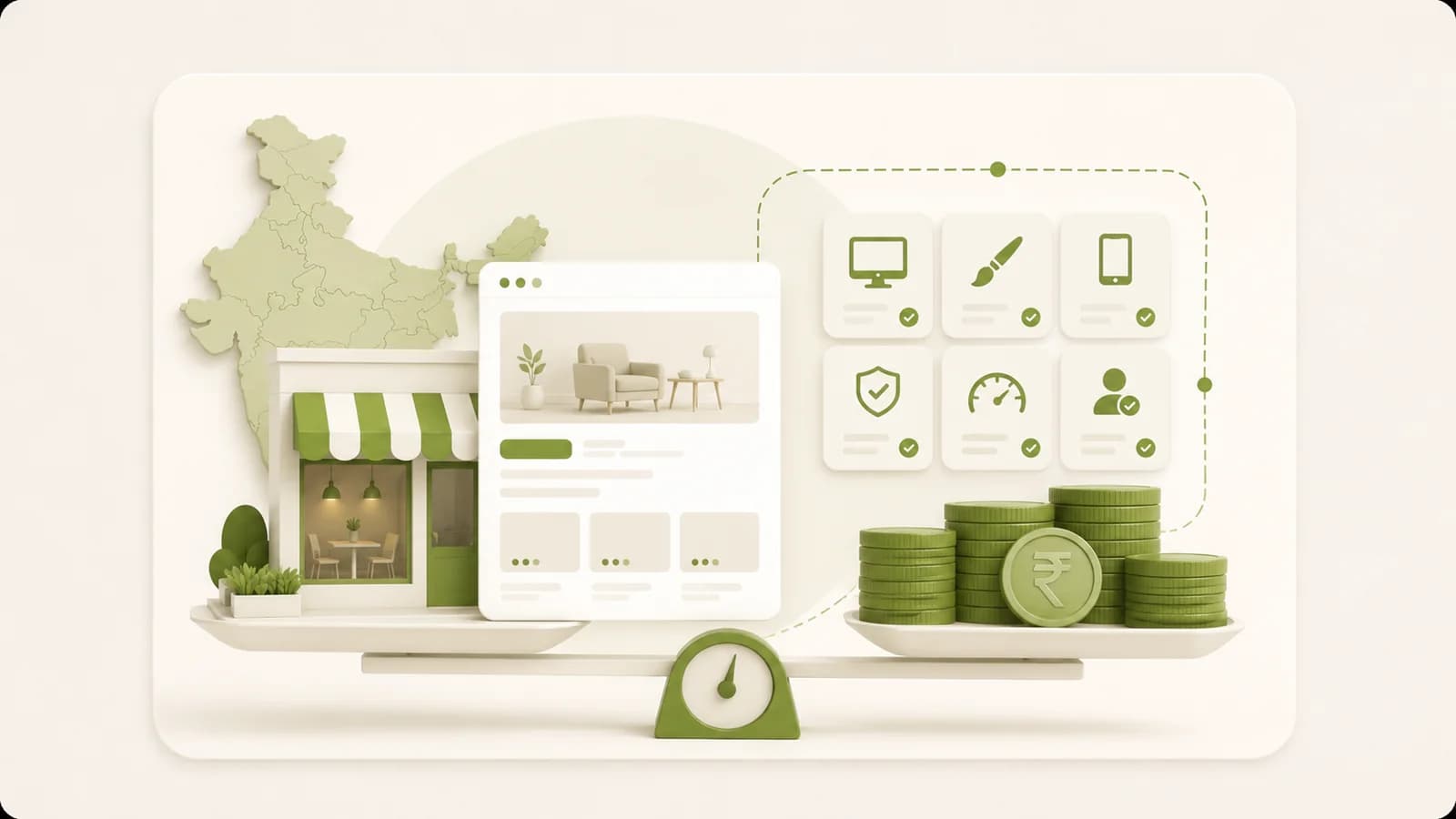 Flat illustration of a price being set for a website build