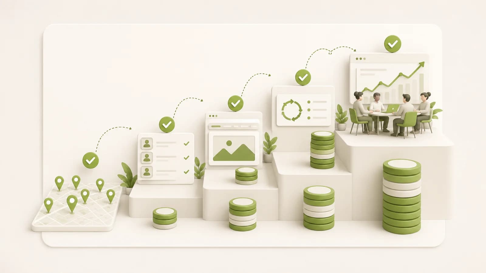 Flat illustration of an agency's revenue growing month on month