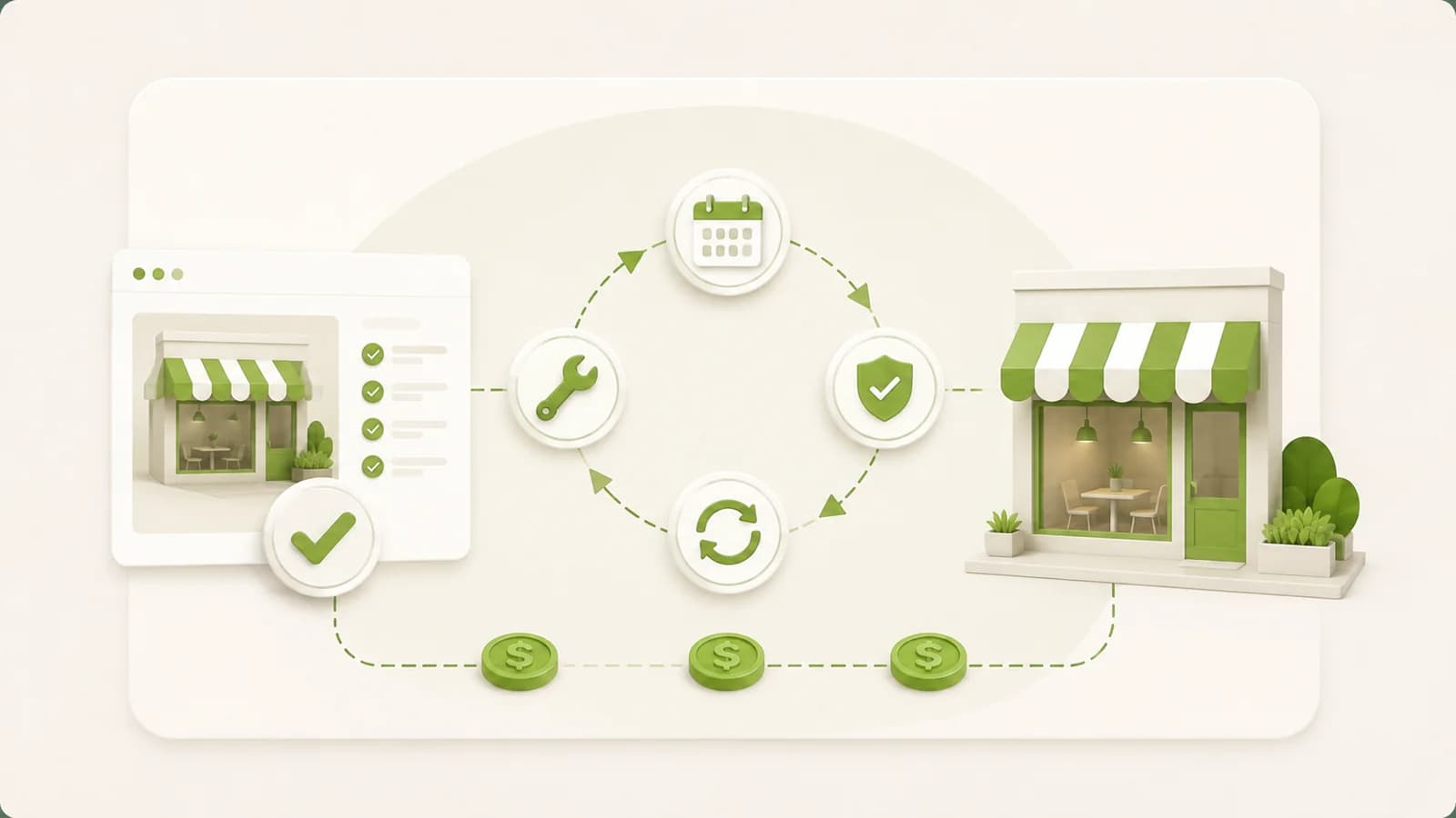 Flat illustration of a website being updated month after launch