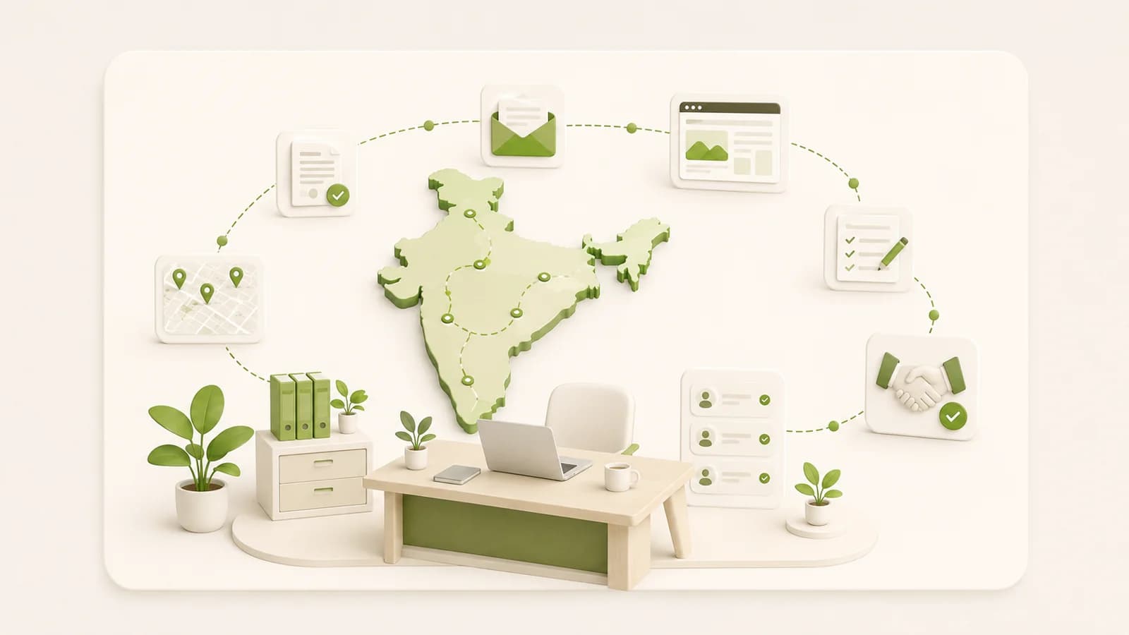 Flat illustration of a new agency being set up