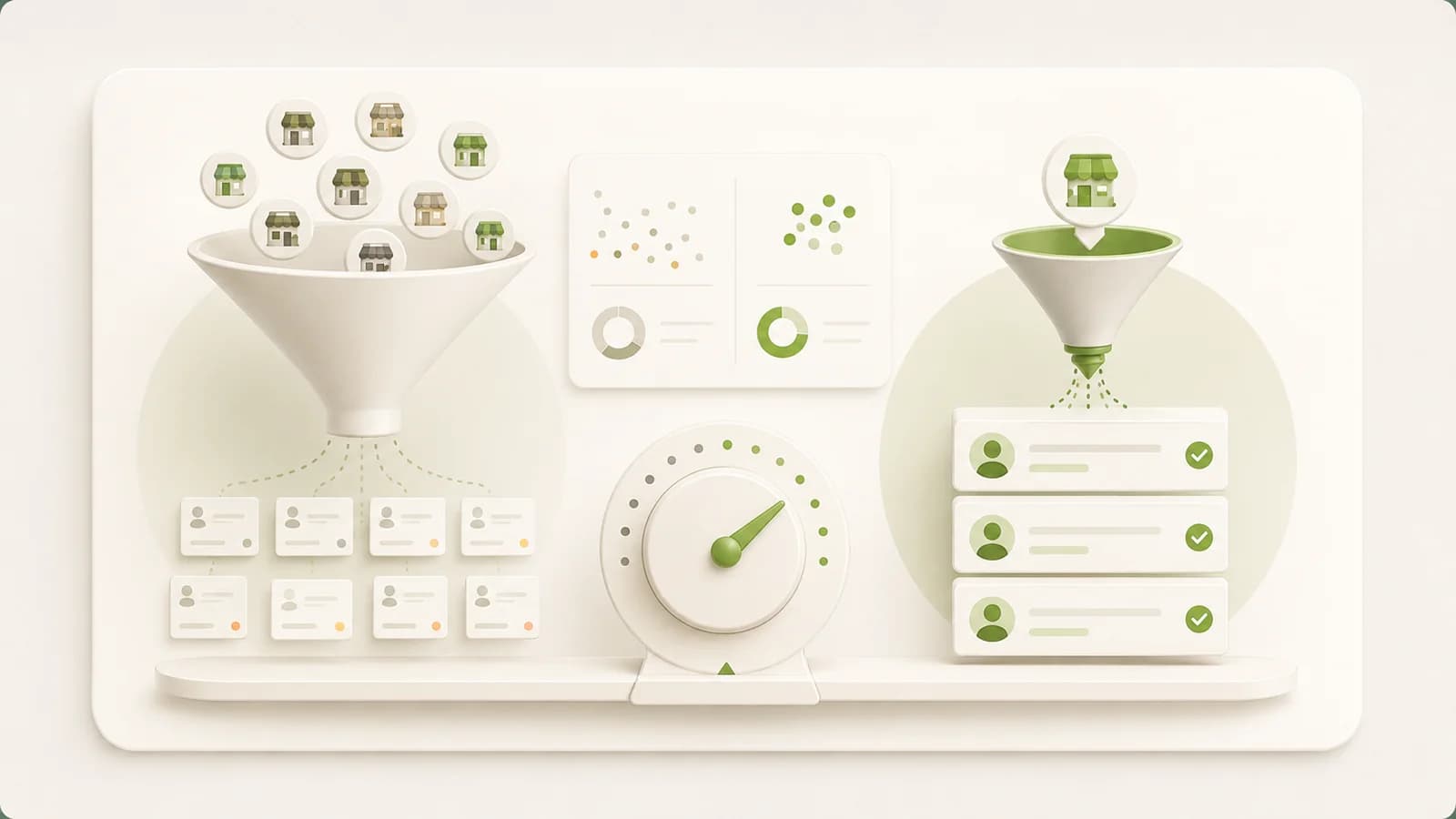 Flat illustration of one business category separated out from a wider group