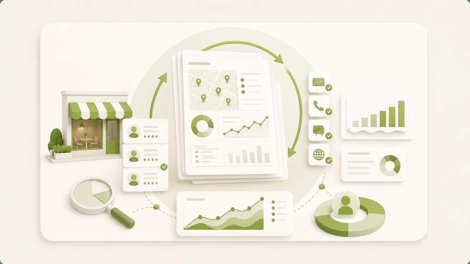 Flat illustration of an annual summary of local business data