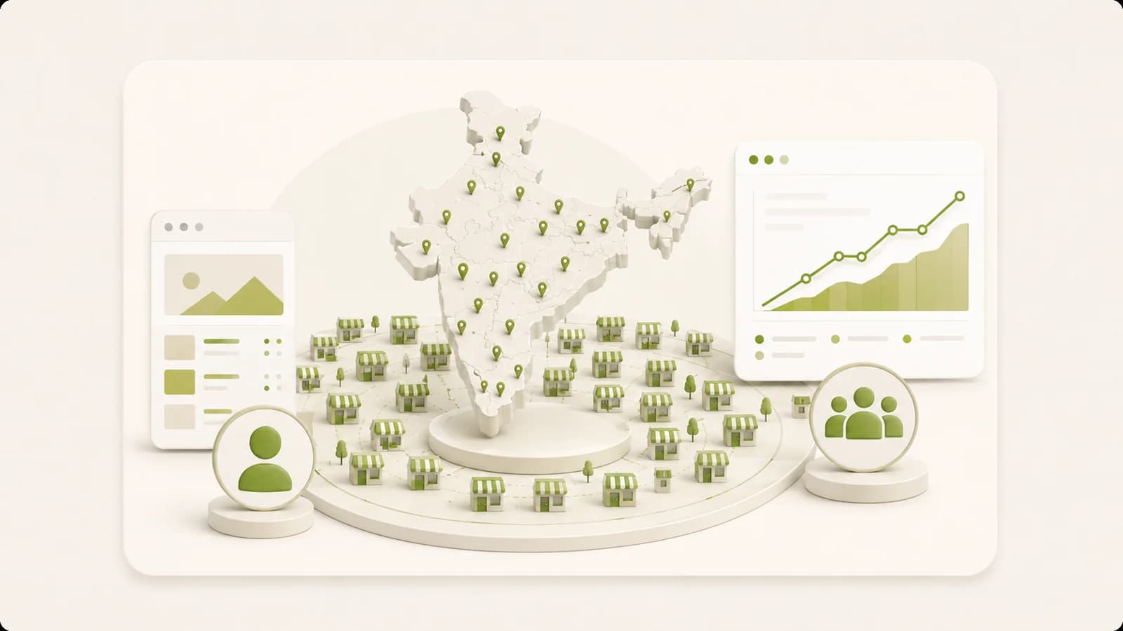Flat illustration of the scale of an addressable local market