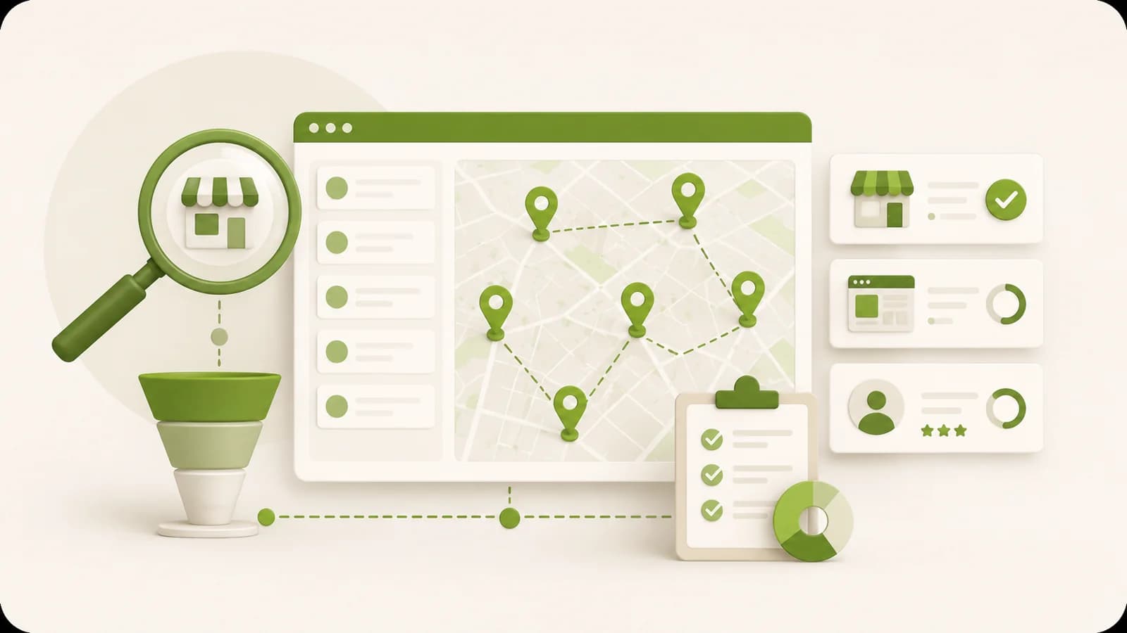 Flat illustration of several client sources shown together