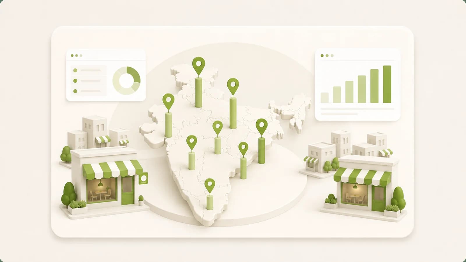 Flat illustration of Indian cities ranked by website gap