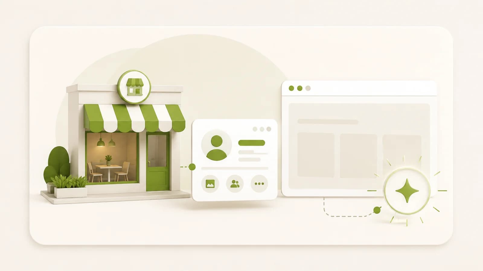 Flat illustration of a business running on a social page alone